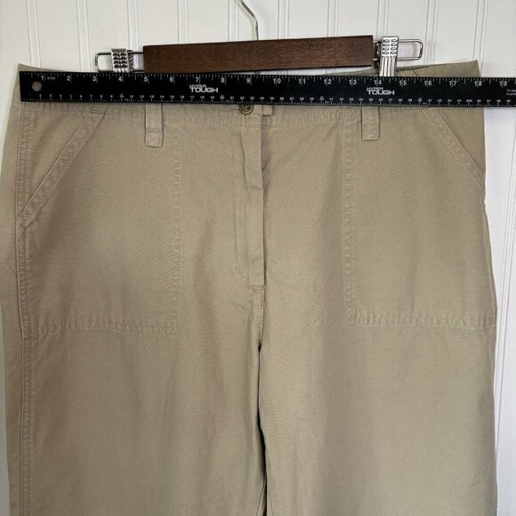 Eddie Bauer Pants Womens Size 16 Tan Capri Cargo Hiking Camping Gorpcore Pockets - Picture 6 of 12